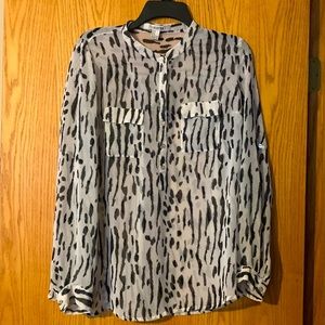 Sheer animal print blouse